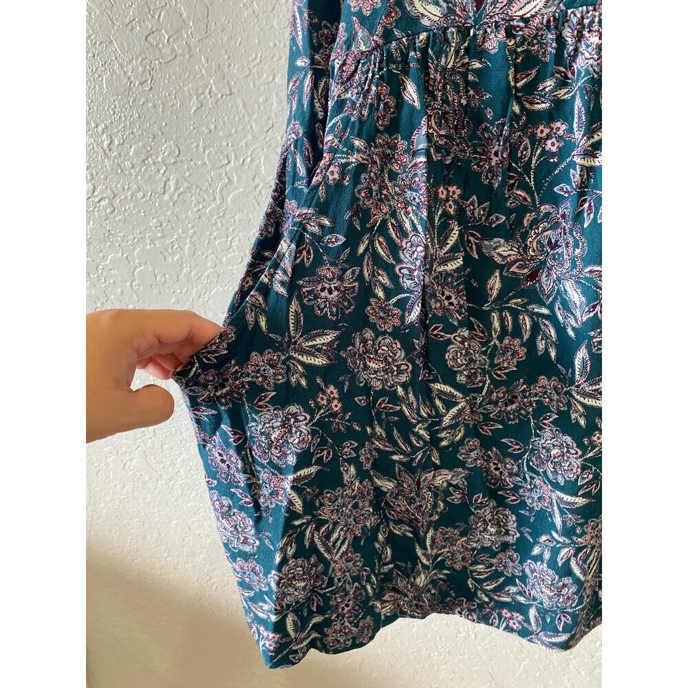 Garnet Hill Teal Floral Women's Dress Size 6 Paisley Boho - Picture 3 of 9